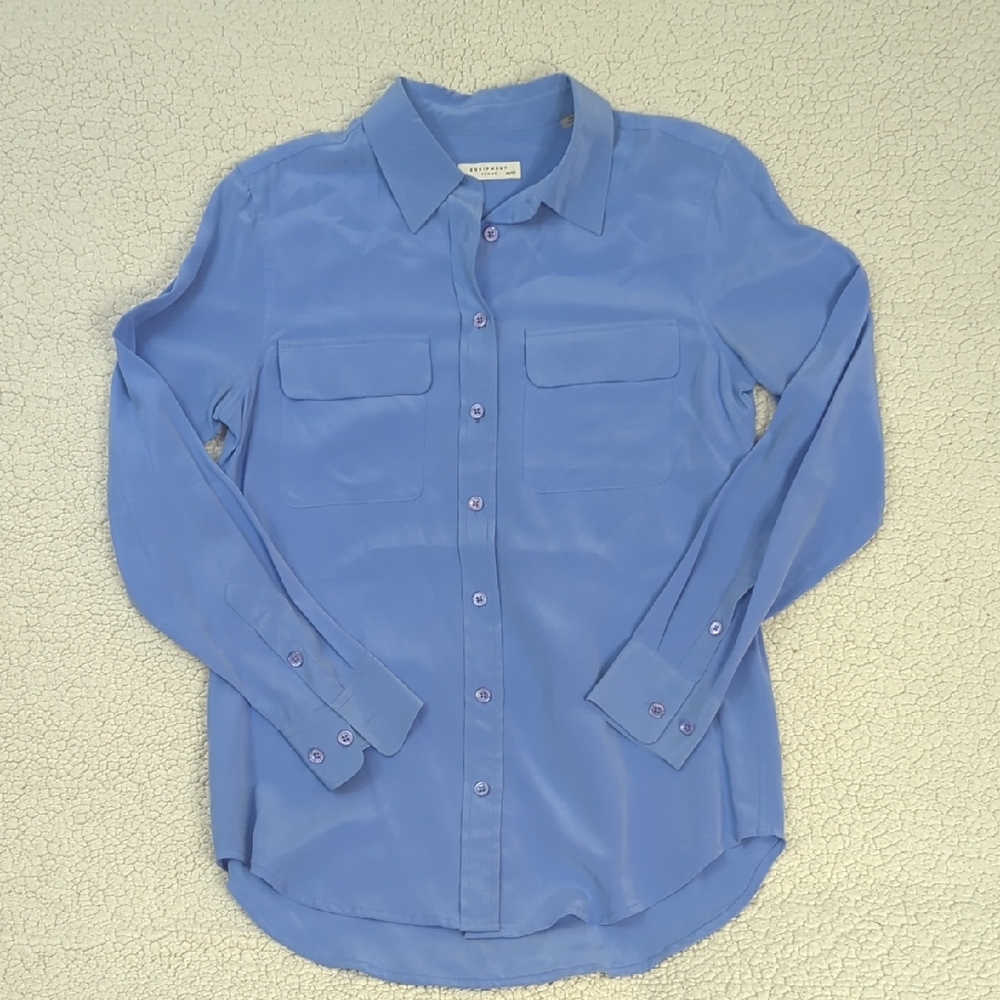 Velvety Blue Button-Up Shirt